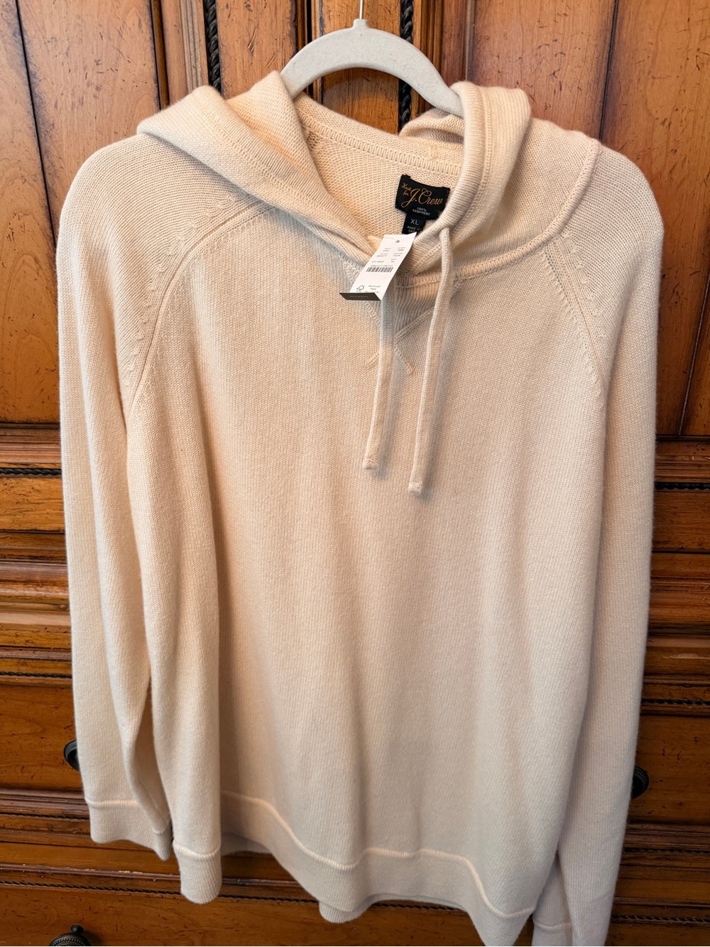 J. Crew Men's Cream Crewneck Hoodie Sweater